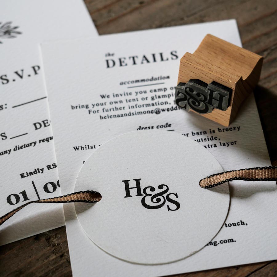 Botanical wedding monogram with details